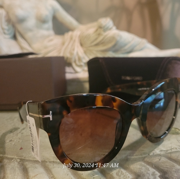 Tom Ford Lucille Cat Eye Sunglasses Dark Havanah Bordeaux Luxury Designer #106 - Picture 16 of 17